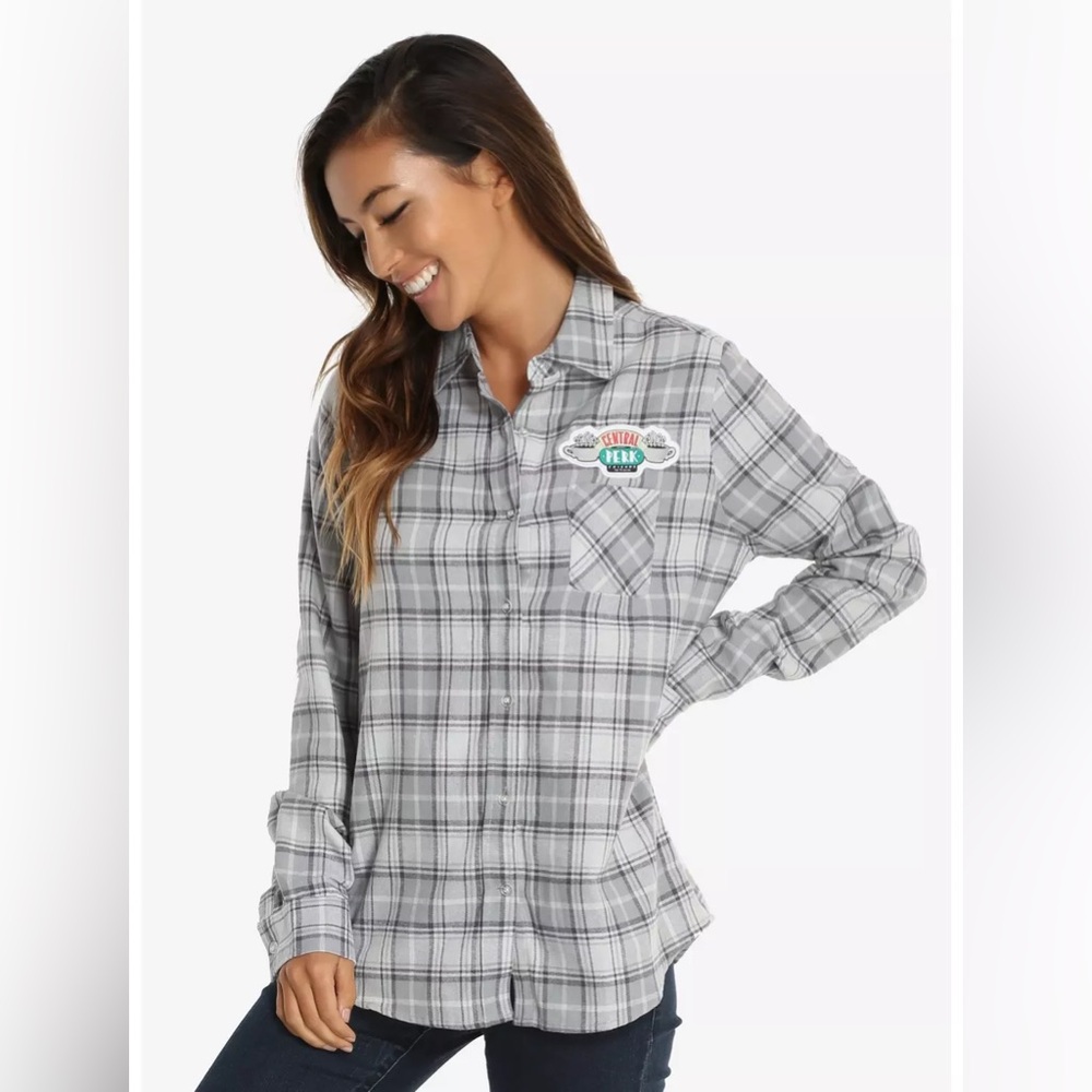 NWOT! FRIENDS Central Perk Grey Lightweight Flannel in Medium | Box Lunch